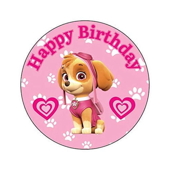 Whimsical Practicality's Paw Patrol Skye Happy Birthday Edible Icing Image Cake Topper-8 inch Round or Larger