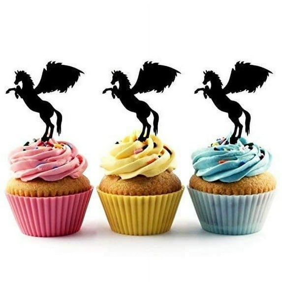 Whimsical Practicality's Pegasus Silhouette Acrylic Cupcake Toppers 12 pcs