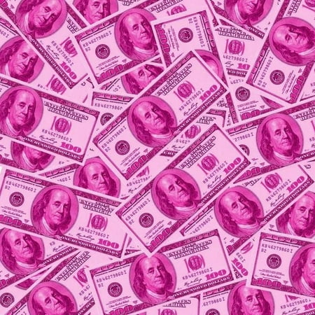 Whimsical Practicality's Pink Money Collage Edible Icing Image Cake Topper-1/4 Sheet or Larger