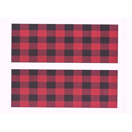 Whimsical Practicality's Red Plaid Birthday Cake Side Designer Strips Edible icing Image