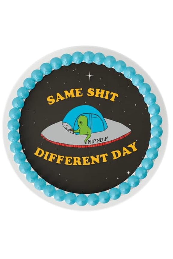 's Rip N Dip S.S.D.D. Alien in Spaceship Edible Icing Image Cake Topper (2" Round (12 per Sheet))