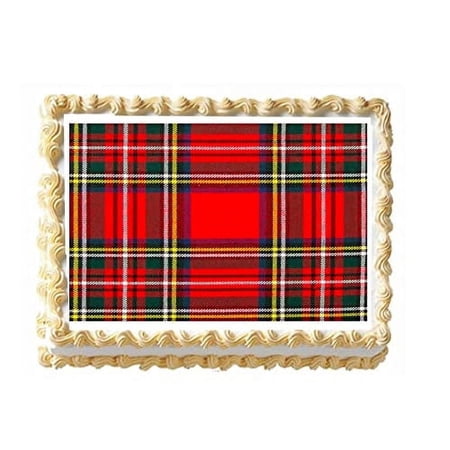 Whimsical Practicality's Royal Stewart Red Plaid Pattern Edible Icing Image Cake Topper-1/4 Sheet or Larger