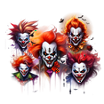 thumbnail image 1 of Whimsical Practicality's Scary Clowns Edible Icing Image Cake Topper-8 inch Round or Larger, 1 of 1