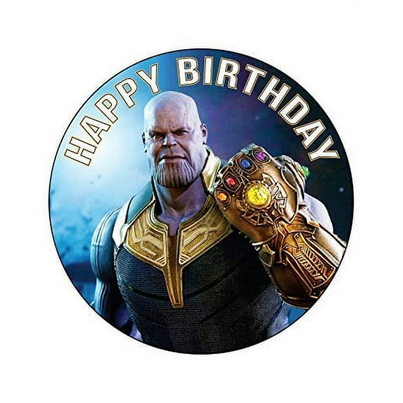 Whimsical Practicality's Thanos Happy Birthday Edible Icing Image Cake Topper-8 inch Round or Larger