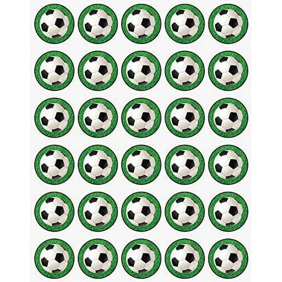 Whimsical Practicality’s Uncut Soccerball with Grass Edible Icing Image Cupcake Toppers on Wafer Sheet-30 per sheet-1.5 inch Round or Larger