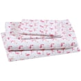 thumbnail image 1 of Beatrice Home Fashions, Whimsical Print 3PC Sheet Set, Twin, Flamingo Pink, 1 of 6
