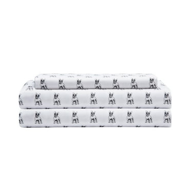 Whimsical Print Collection Microfiber Sheet Set, Twin, French Bulldog