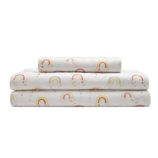 Whimsical Print Collection Microfiber Sheet Set, Twin, Rainbow Red