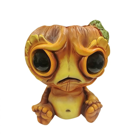 Whimsical Pumpkin Resin Planter 5.1" Creative Alien Shaped Succulent Flower Pot Weatherproof Sculpture Decor for Indoor Balcony Desktop Yard