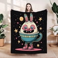 thumbnail image 1 of Whimsical Rabbit Design Flannel Blanket - Soft Cozy Durable for Sofa Travel Bed & Chair - Perfect for Imaginative Spaces, 1 of 7