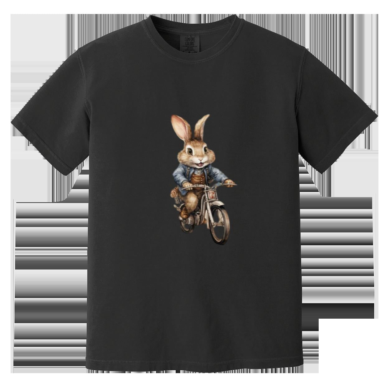 Whimsical Rabbit On A Bicycle Cute Artistic Gift Comfort Color T-shirt ...
