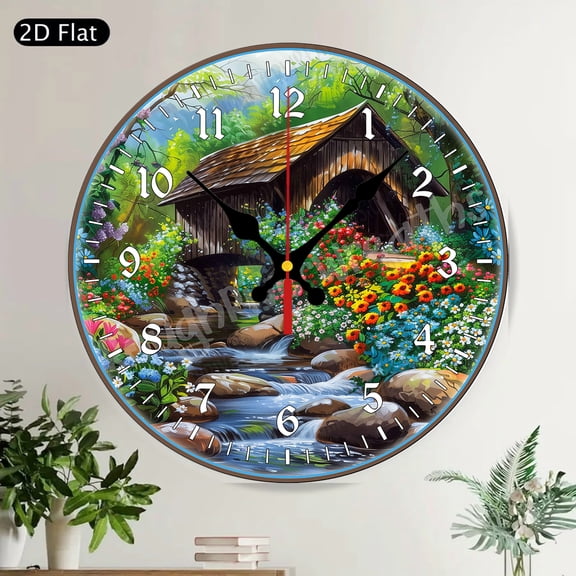 Whimsical Rabbit Valentine's Day Round Wall Clock Silent Home Decor