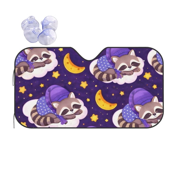 Whimsical Raccoon Car Windshield Sun Shade Universal Fit Auto Sun Visor Protector