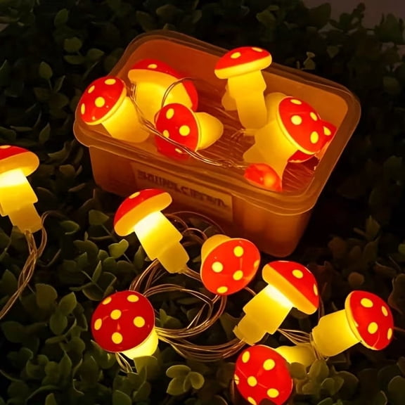 Whimsical Red Mushroom String Lights for Holiday Decor