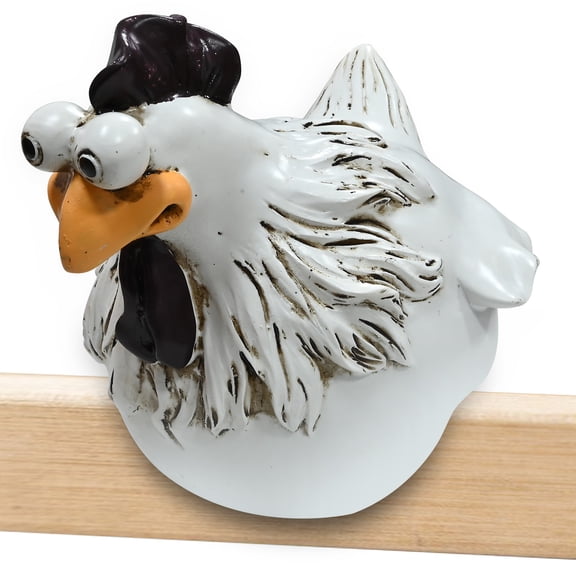 TECHSHARE Whimsical Resin Chicken & Rooster Fence Decor - Perfect For Garden, Patio, And Yard Art