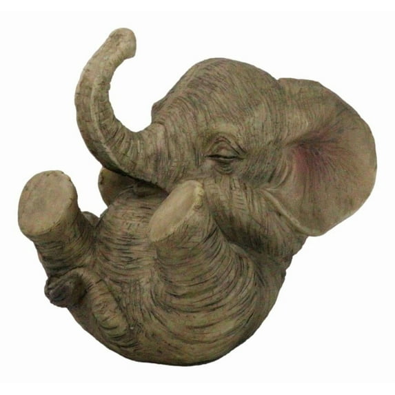 Whimsical Safari Savanna Baby Calf Elephant Cradling On Its Back Figurine