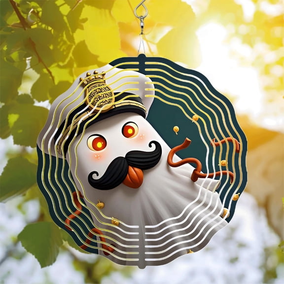 Whimsical Sailor Metal Wind Spinner & Chime - Playful Design with Gold Accents Perfect for Yard & Garden Decor