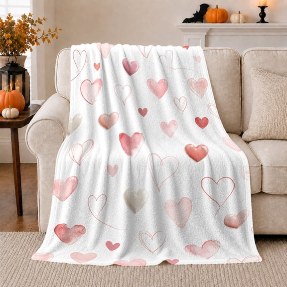 Whimsical Scattered Hearts, Cozy Friendship Quote Scene, Warm Flannel Blanket for Living Room and Reading Nook, Art Lovers Thanksgiving Gift, Artistic Home Decor