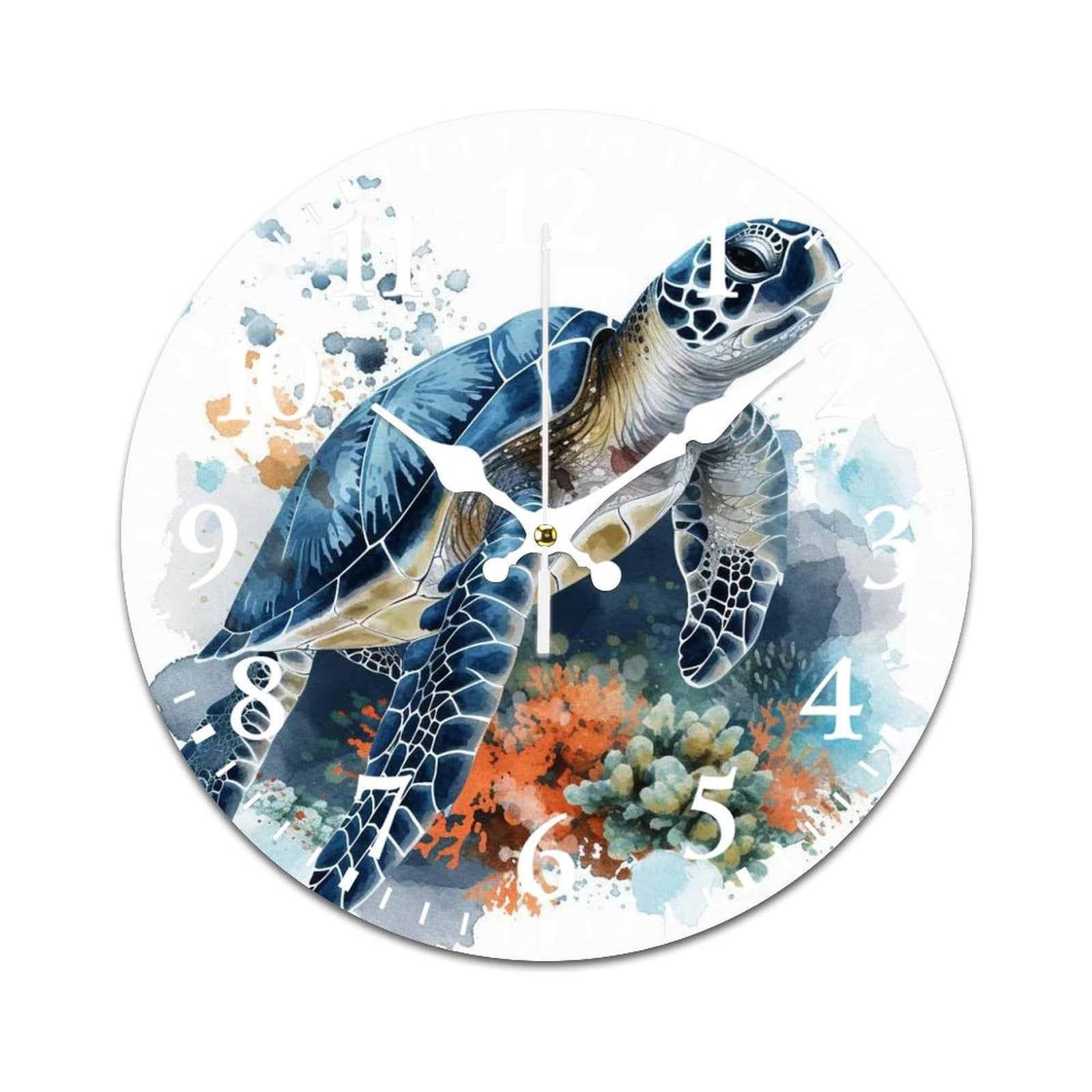 Whimsical Sea Turtle Illustration for Childrens Wall Clock Modern ...