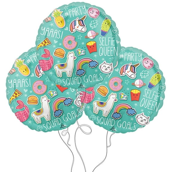 Whimsical Selfie Themed Mylar Balloons - 3 Packs (3 Packs, Selfie Celebration)