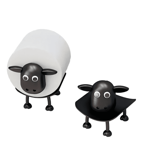 Whimsical Sheep Toilet Paper Holder, Freestanding Matte Onyx Animal Storage Rack for Bathroom Organization and Decor
