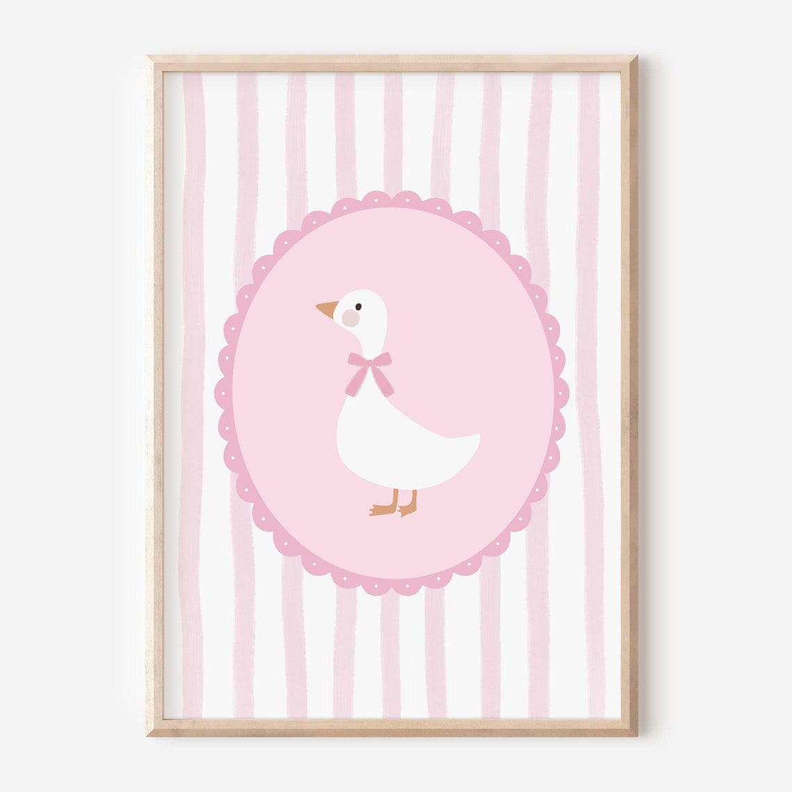 Whimsical Silly Goose Wall Art, Cute Goose Poster, Pink Nursery Animal ...