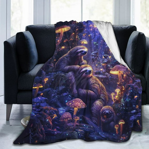 Whimsical Sloth Throw Blanket Ultra Soft Cozy Decorative Flannel Blankets for Home Bed Couch Chair Travel 50x40