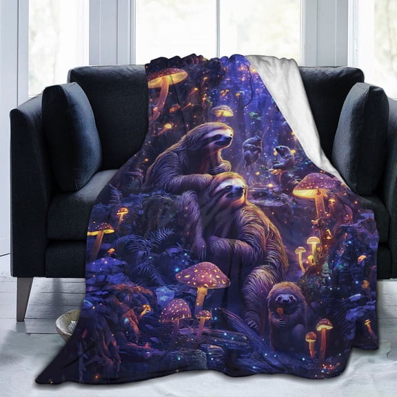 Whimsical Sloth Throw Blanket Ultra Soft Cozy Decorative Flannel Blankets for Home Bed Couch Chair Travel 60x50