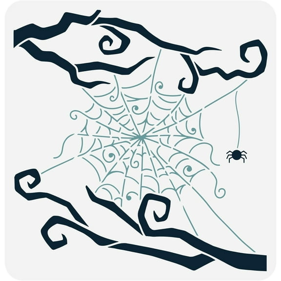 Whimsical Spider Web Stencil 11.8x11.8inch Reusable Themed Pattern Stencil for Painting on Wall Wood Furniture Holiday Party Home Decor colorful DIY