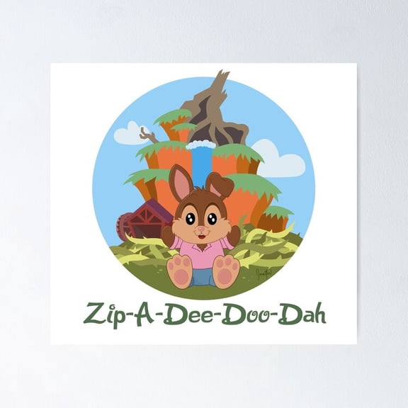 Whimsical Splash Rabbit Animated Character Water Graphic Wall Art Playful Decor, Unframed Poster