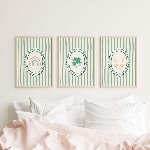 Whimsical St Patricks Day Prints Trendy Wall Art Cute Irish Wall Decor Set 3 Unframed Paper Print 20x30
