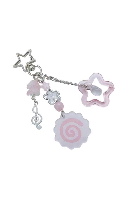 Whimsical Star Bead Keychain With Musical Note Pendant Sturdy Nylon Thread Bag Pendant Jewelry Accessory