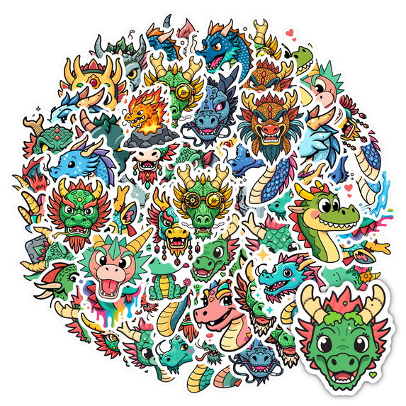 Whimsical Stickers Dinosaur Decals Unique Stickers Stationery Stickers for Luggage Laptop Guitar