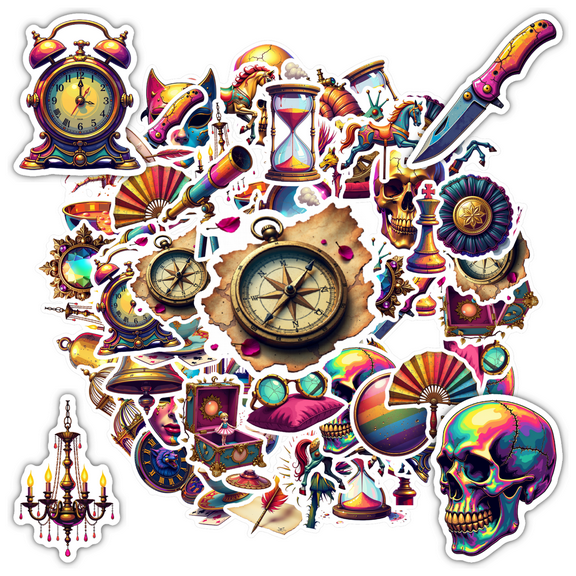 Whimsical Stickers Steampunk Stickers Enchanted Stickers Graffiti Decals PVC Stickers for Suitcase Laptop Guitar Phone