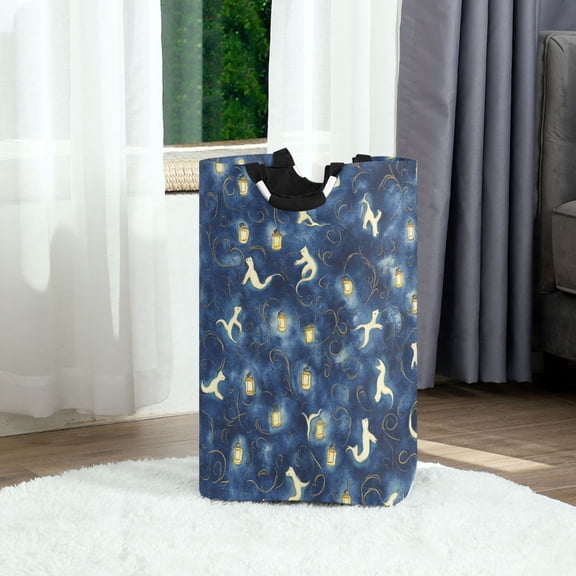 Whimsical Style Bears Foldable Laundry Hamper 12.6x11x22.7in with Handles for Bathroom Bedroom Storage