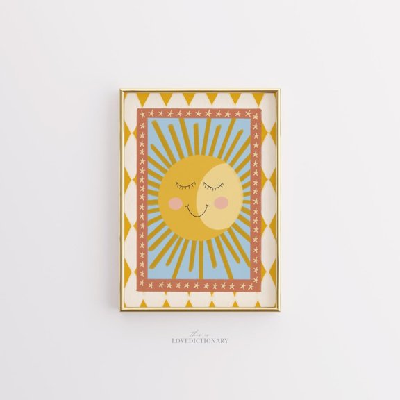Whimsical Sun Nursery Boho Celestial Wall Art Print, Versatile Nursery Theme For Nursery And Bedroom Decor