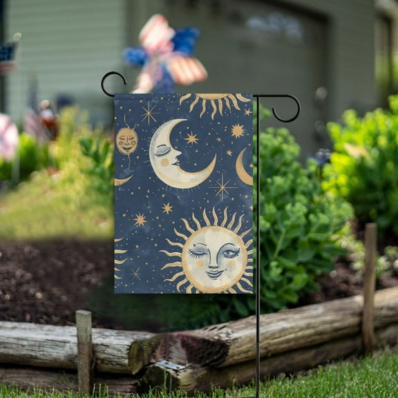 Whimsical Sun and Moon Garden Flag Double Sided Outdoor Banners for Courtyard Outdoor Lawn Farmhouse Holiday Decorations