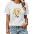 thumbnail image 1 of Whimsical Sunflower Crescent Moon Graphic Tees Womans T shirt Black/White S-5XL Shirts Mystical Nature Tops, 1 of 4