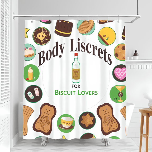 Whimsical Sweet Treats Shower Curtain - Delightful Biscuit & Pastry Design for Fun Bathrooms