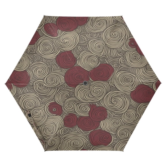 Whimsical Swirl Patterns Folding Umbrella UV50+ Waterproof Sun Protection Auto Open Close Compact Fiberglass Frame