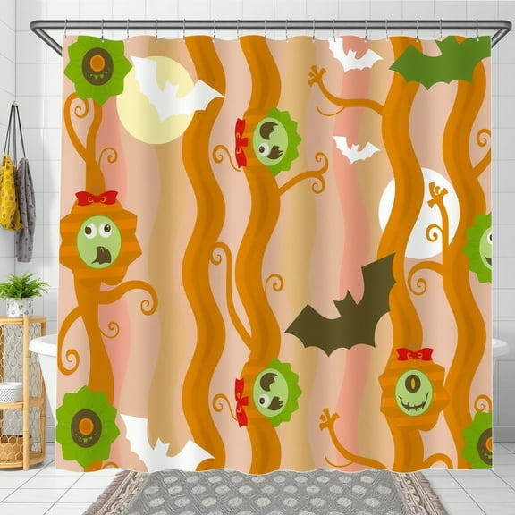 Whimsical Terracotta & Teal Shower Curtain with Intricate Patterns - Style Bathroom Decor
