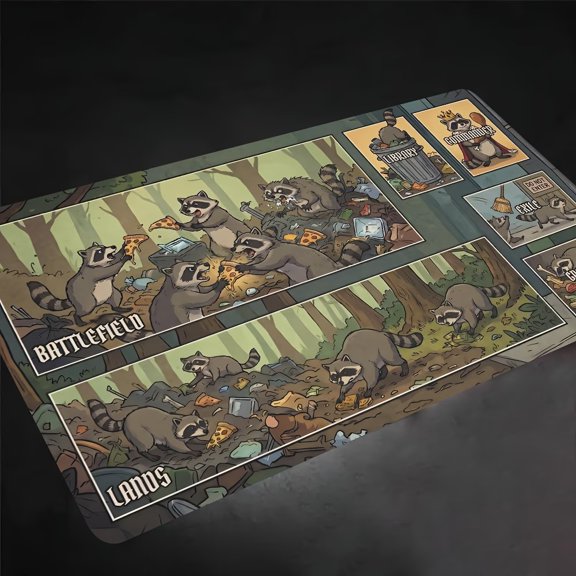 Whimsical Themed Playmat for Tabletop Gaming - 24x14 Inches, Non-Slip Rubber Backing, Durable Stitched Edges