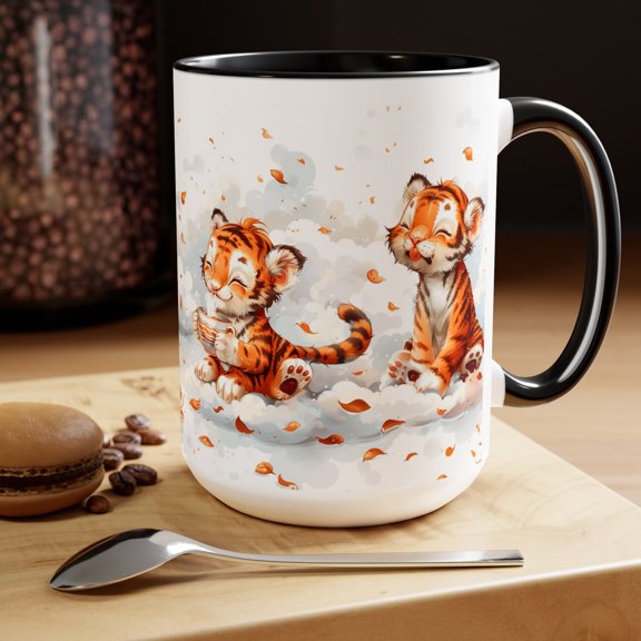 Whimsical Tiger Coffee Mug  Artistic Ceramic Design