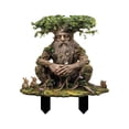 thumbnail image 1 of Whimsical Tree Man Fairy Garden Statue with Earth Design, 2D Acrylic Flower Pot Decoration for Yard and Patio - Green, 1 of 6