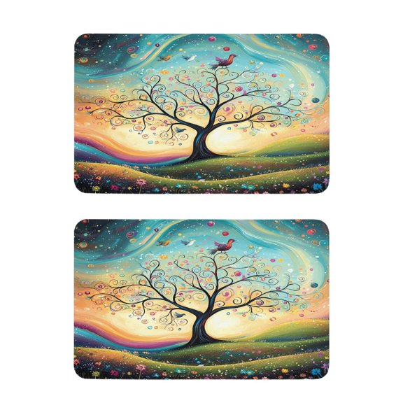 Whimsical Tree with Swirling Branches Strong Fridge Magnets Refrigerator Magnets Sticker Decor for Whiteboards Locker 4"x2.5" 2 Pack