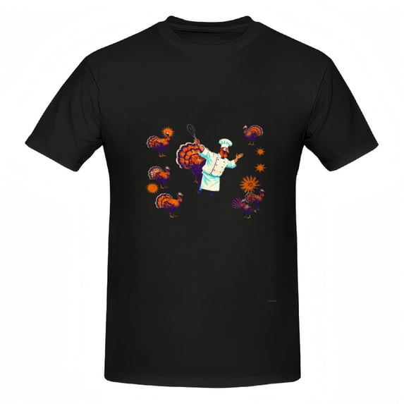 Signetis Unisex Whimsical Turkey Chef - Holiday Fun Graphic Tee, Black