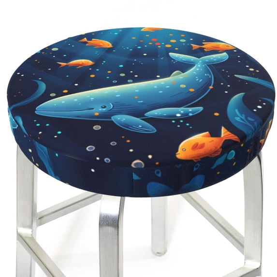 Whimsical Underwater Fantasy Round Bar Stool Seat Covers, Elastic Round Chair Cover Stool Seat Slipcover Bar Stool Cushions Round Pad for 12-14 inch