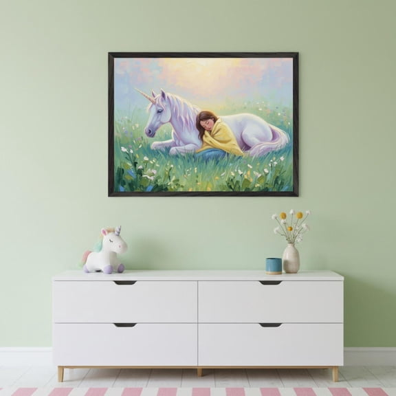 Whimsical Unicorn Dreamy Pastel Wall Art Magical Nursery Decor Enchanted Meadow Unframed Paper Print