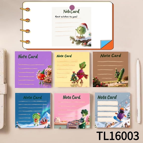 Whimsical Vegetable-Themed Note Cards for Creative Minds(3.543.54 Inches)100-Pack with105 Emoticon Stickers,Strong Adhesive for All Your Note-Taking Needs,Easy To Write on,Great for Project Planning