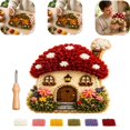 thumbnail image 1 of Whimsical Village 3D Fabric Poke Art Kit DIY 3D Fabric Crafts for Adult Pastoral Handmade Floral Craft Kit Featuring Simple Illustrated Guide for Beginner Floral Summer Gifts and Home Decor,D, 1 of 6